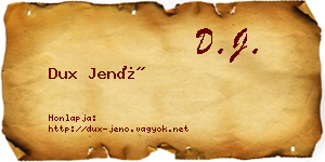 Dux Jenő névjegykártya